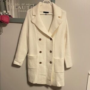 Ann Taylor White Knit Sweater coat size MP